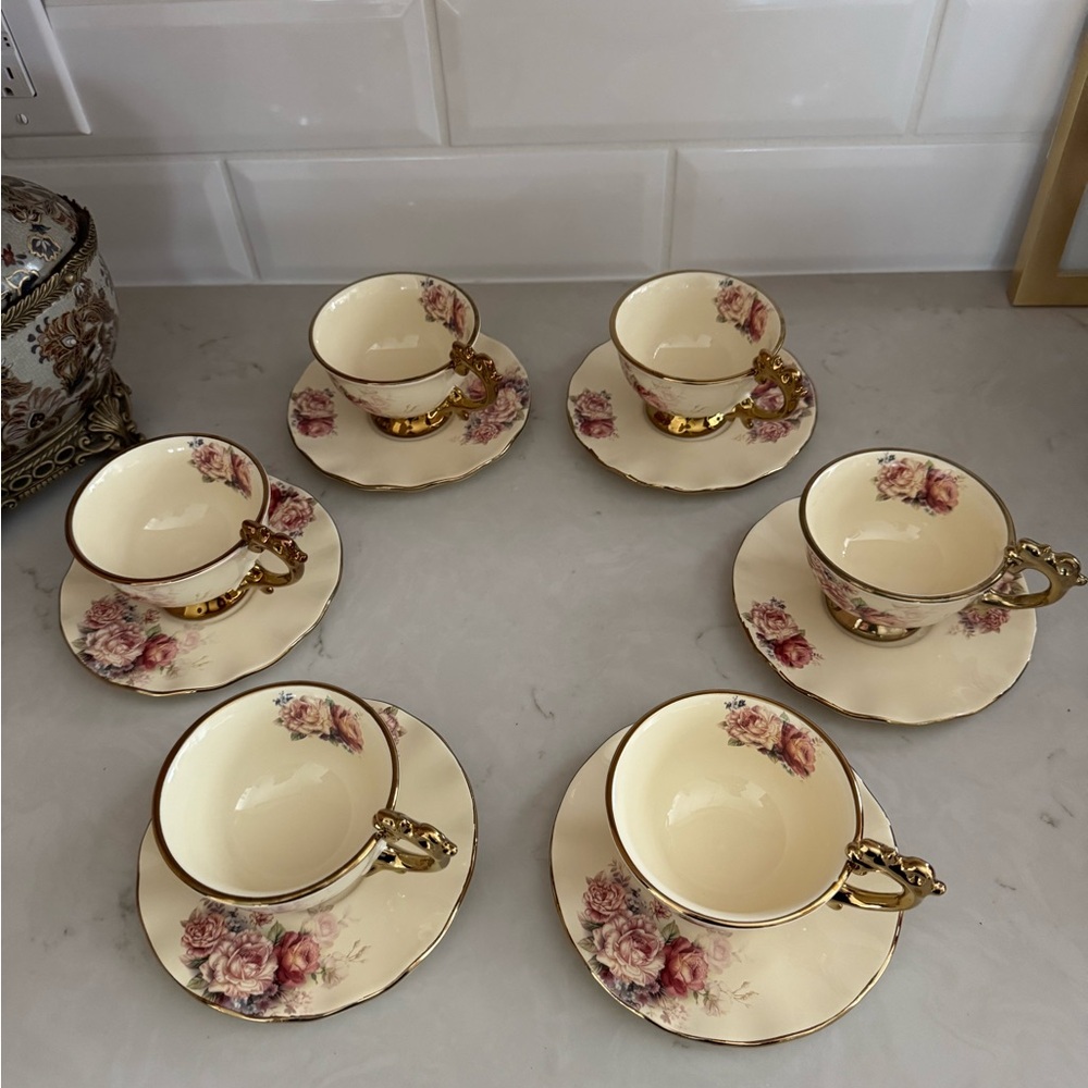Fanquare Porcelain Tea Cups Set of 6 - Picture 5 of 8